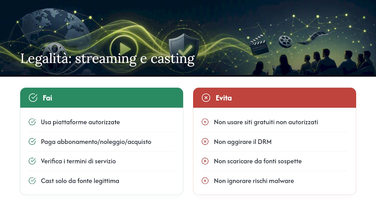 È legale fare streaming e casting di film online? — overview diagram