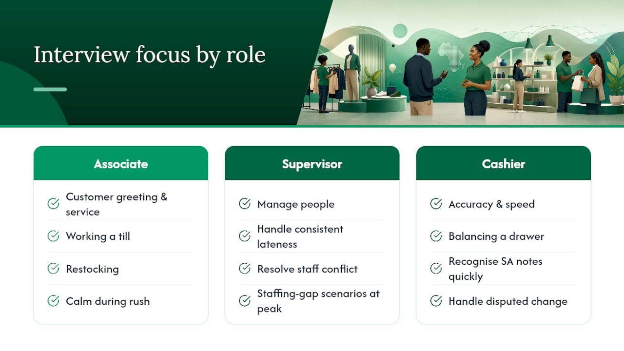 Comparison of retail interview role focuses