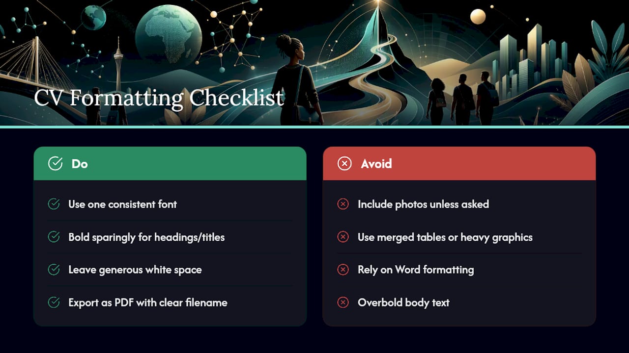 Key rules for professional CV formatting