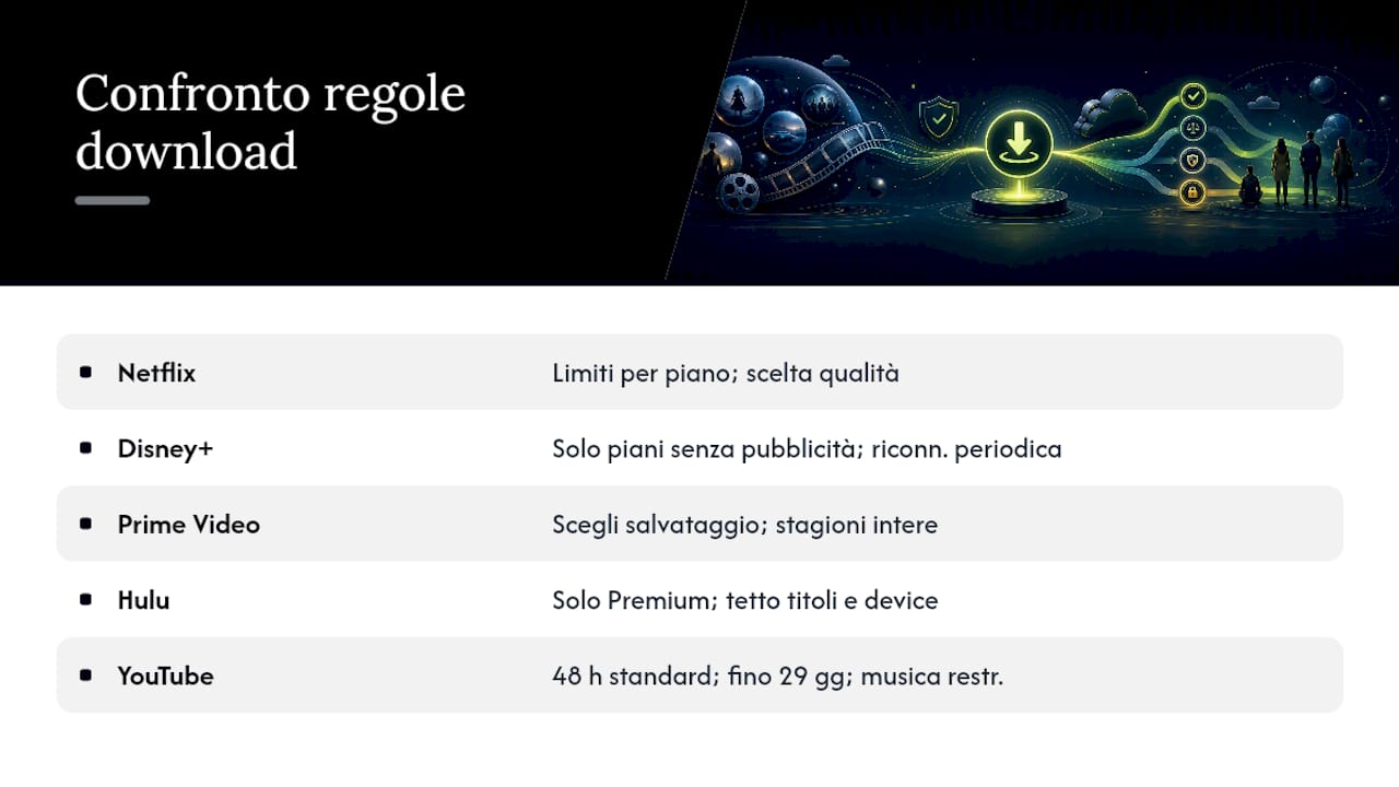 Confronto tra le regole per il download offline