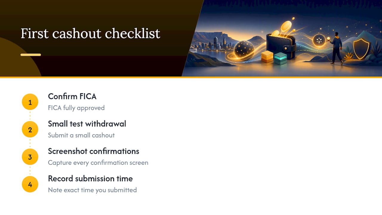 Four-step eWallet cashout verification flow