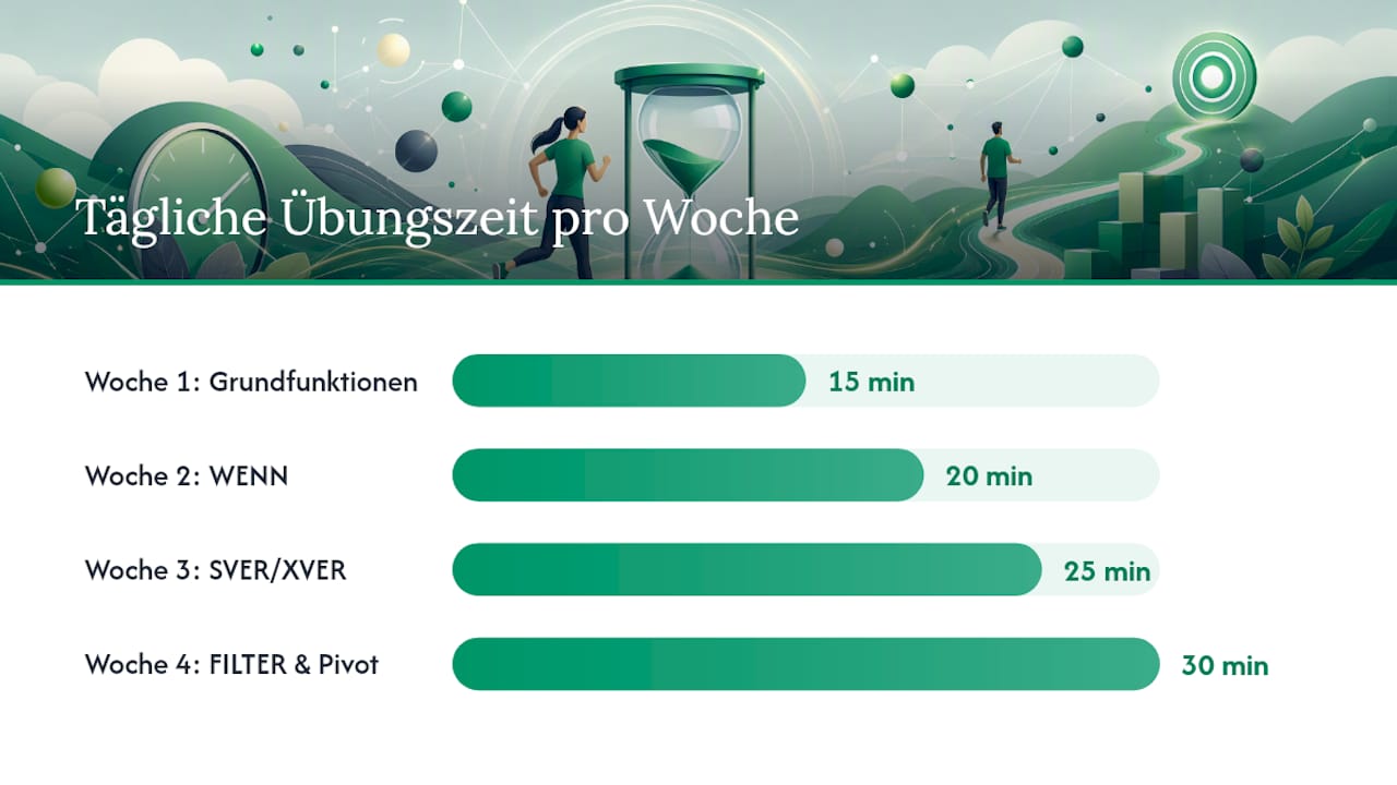 So üben Sie effektiv: der 4-Wochen-Plan — overview diagram