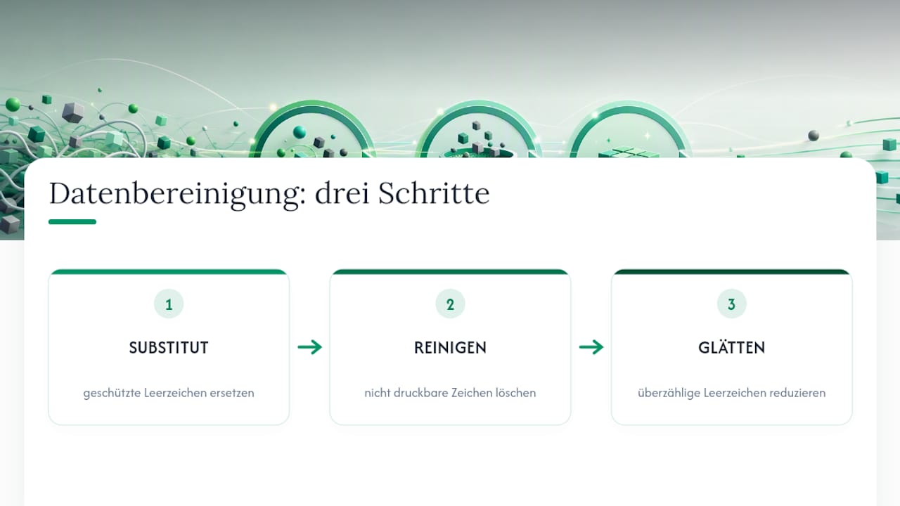 Dreistufiges Verfahren zur Bereinigung von Texten in Excel