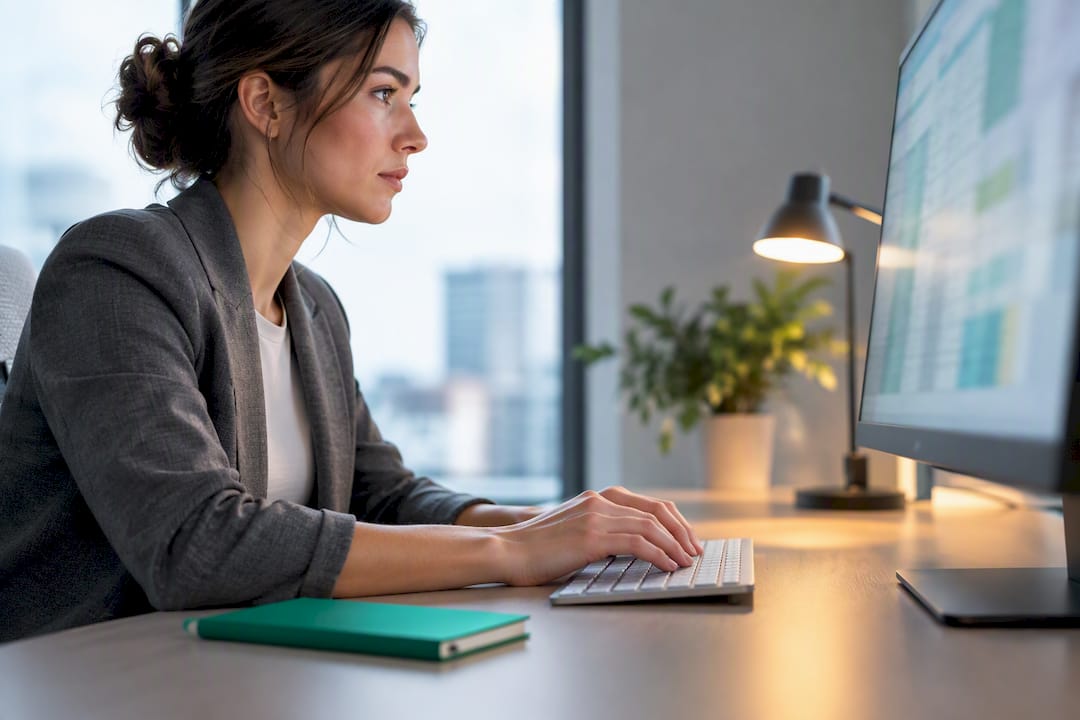 Analystin trägt eine verschachtelte Excel-Formel ein