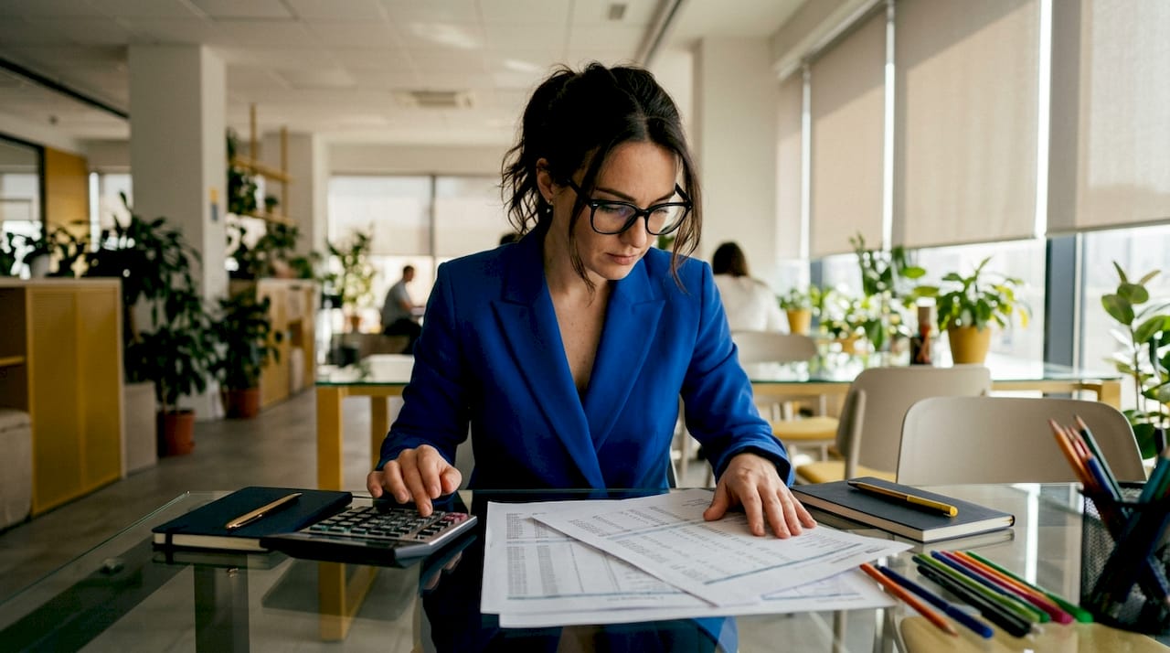 Accountant working on spreadsheets in Singapore office
