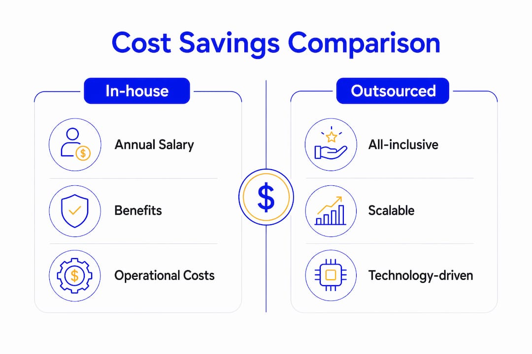 Infographic comparing in-house vs outsourced accounting costs