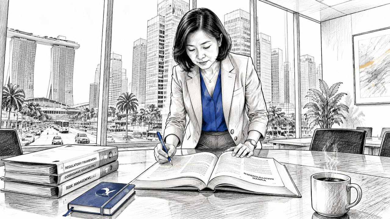 Consultant reviewing regulatory compliance manual