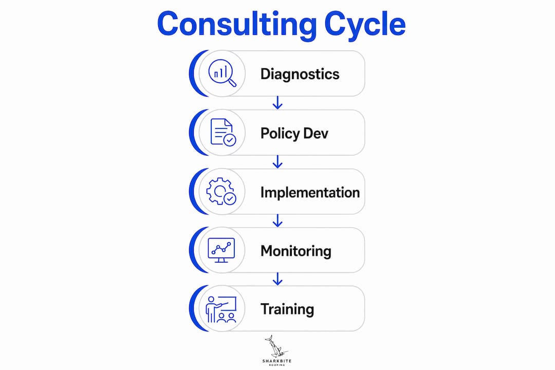 Infographic showing compliance consulting service cycle