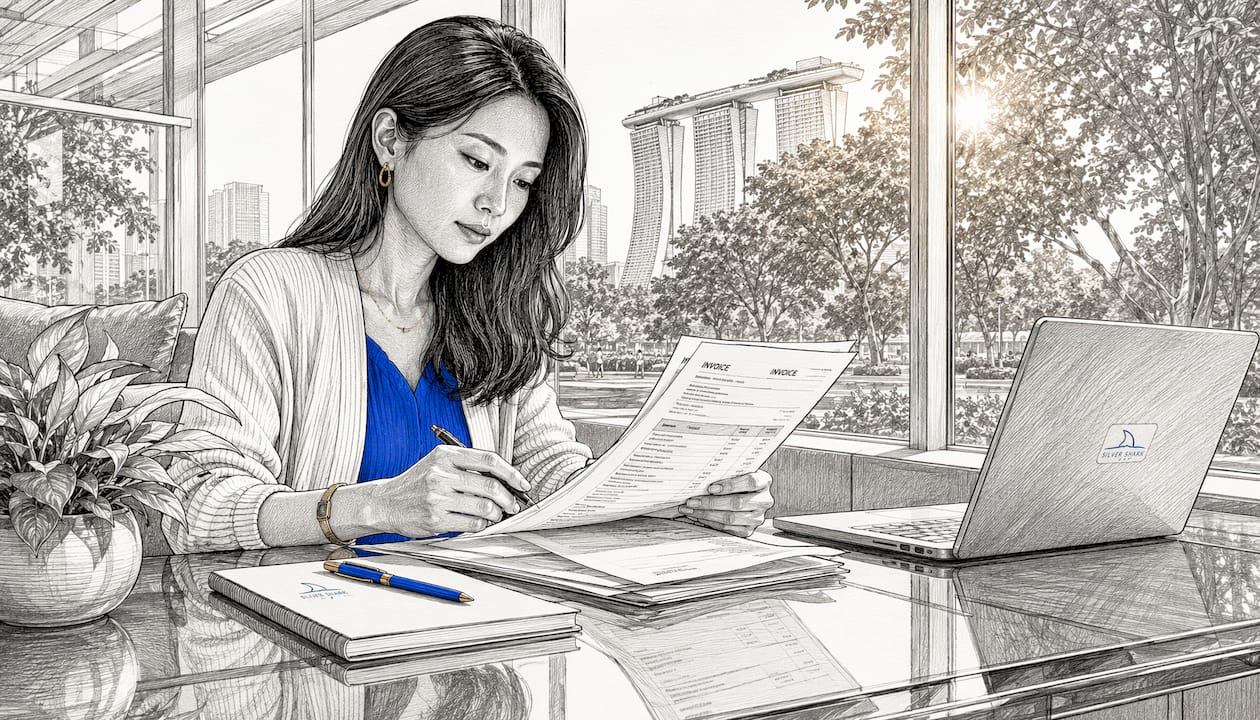 Business owner reviewing outsourced accounting invoices