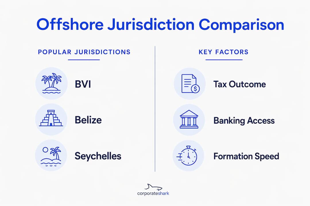 Infographic comparing offshore jurisdictions and key factors