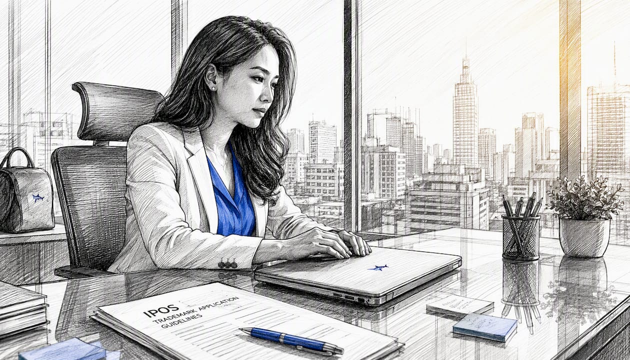 Woman filing trademark application online