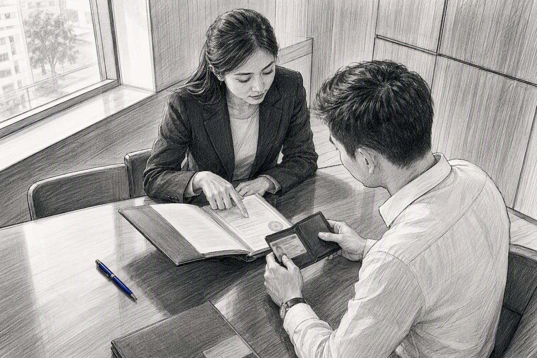 Business owner reviewing bank onboarding documents
