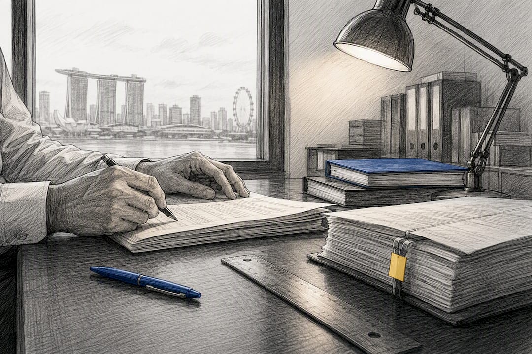Auditor reviewing Singapore company accounts
