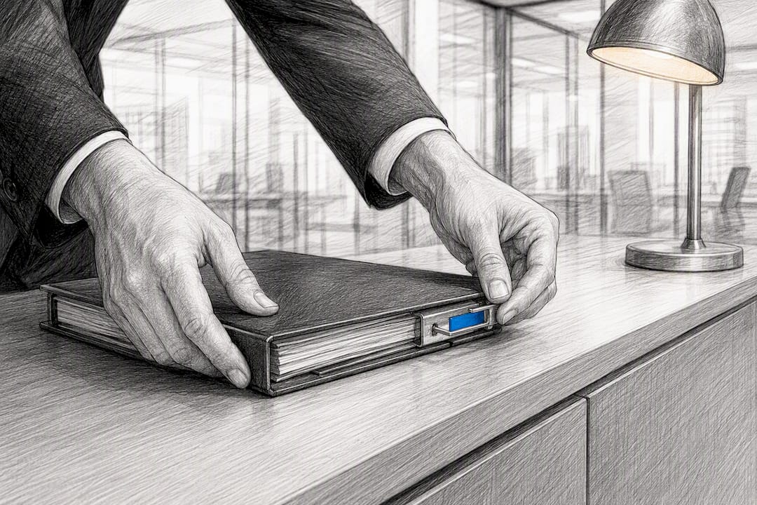 Corporate secretary organising compliance records