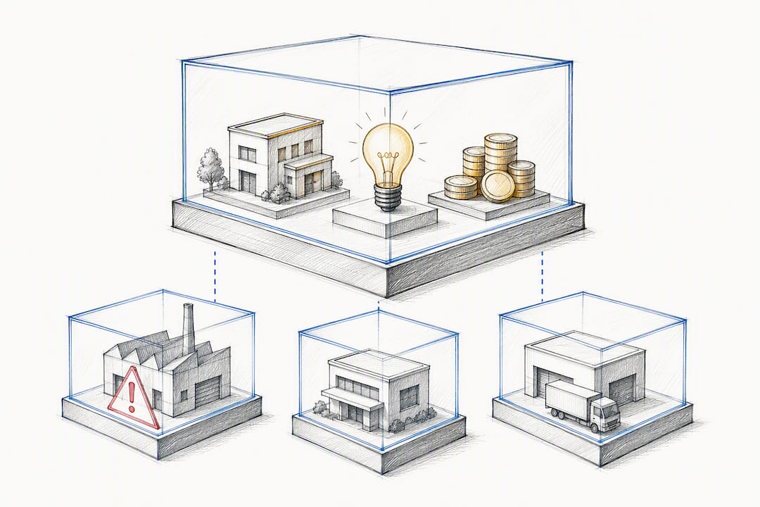 Holding company separating assets from subsidiaries