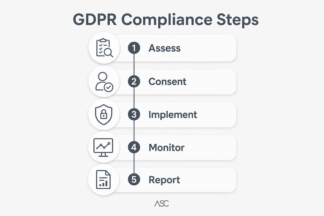 Infographic showing GDPR compliance steps