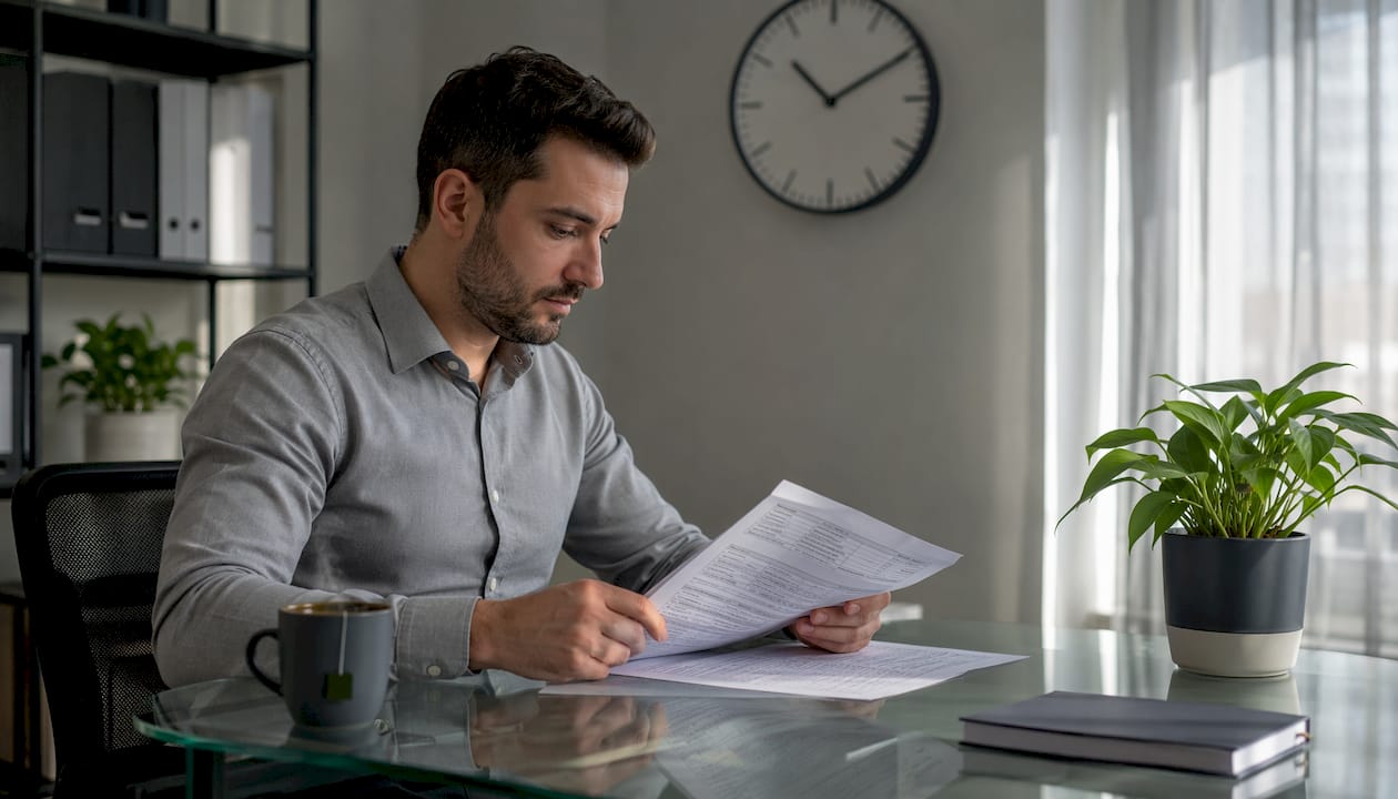 Compliance auditor reviewing timing obligations logs