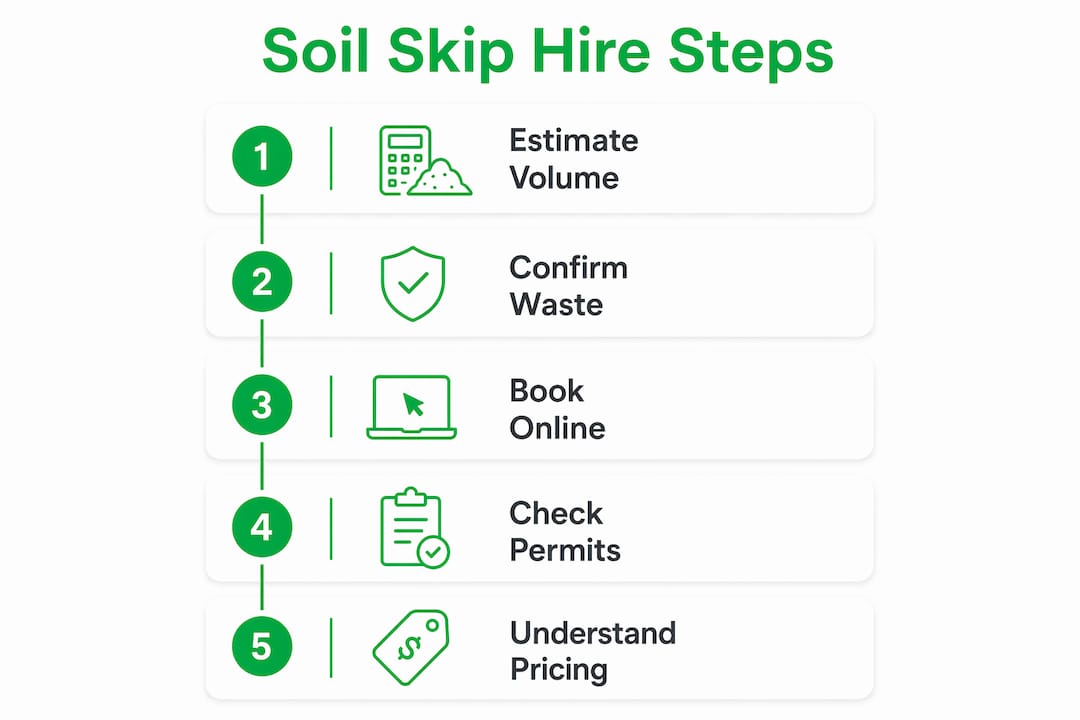 Infographic showing soil skip bin hire steps