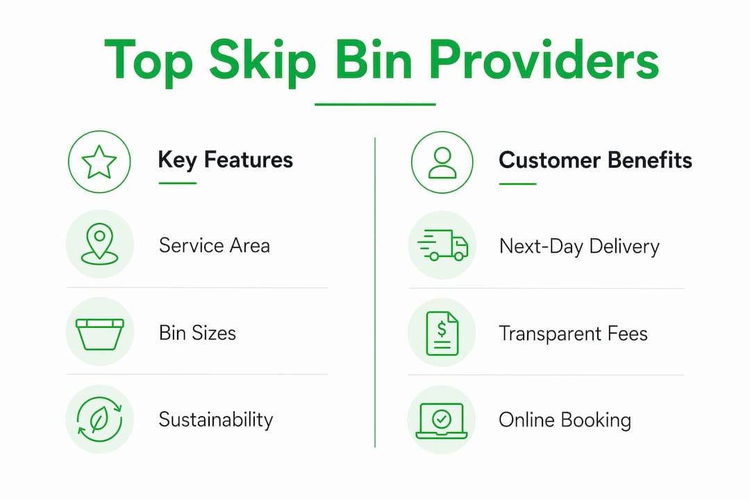 Infographic comparing skip bin providers features and benefits