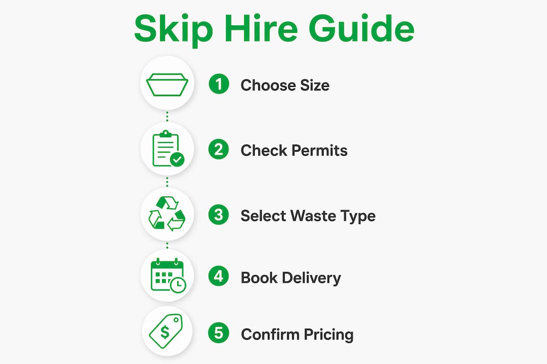 Infographic showing skip bin hire process steps