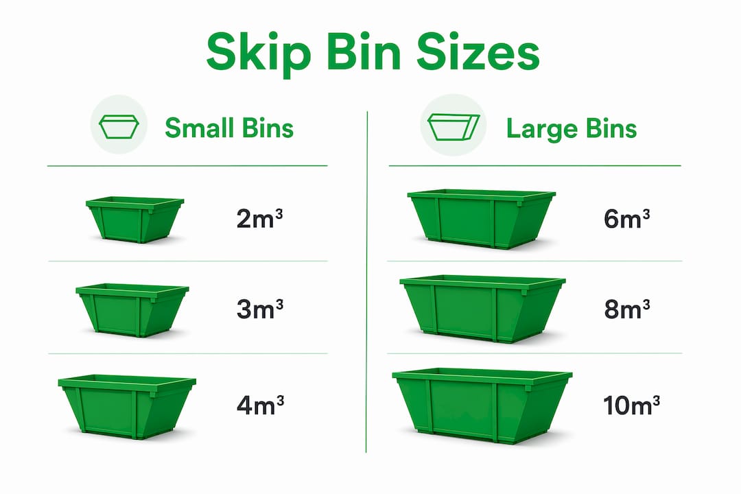 Infographic comparing skip bin sizes small vs large