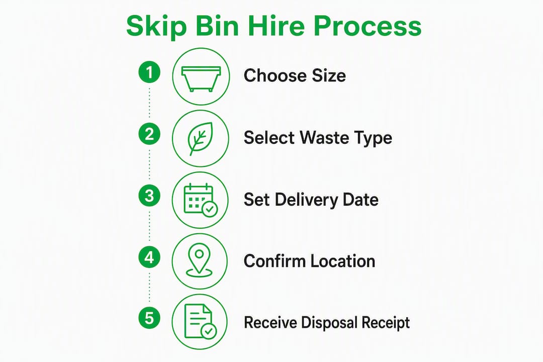 Infographic showing skip bin hire process steps