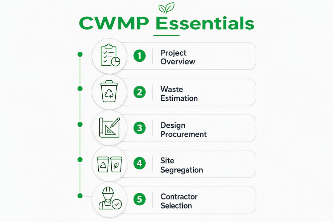 Infographic outlining essential steps of construction waste management plan