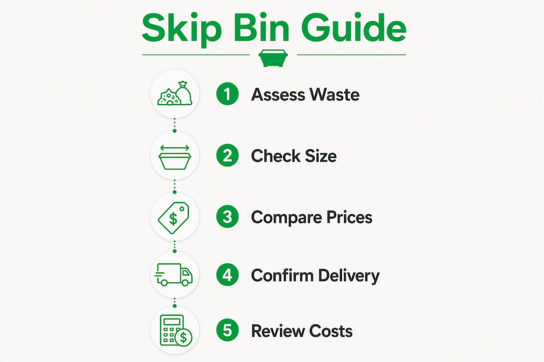 Infographic detailing skip bin selection steps