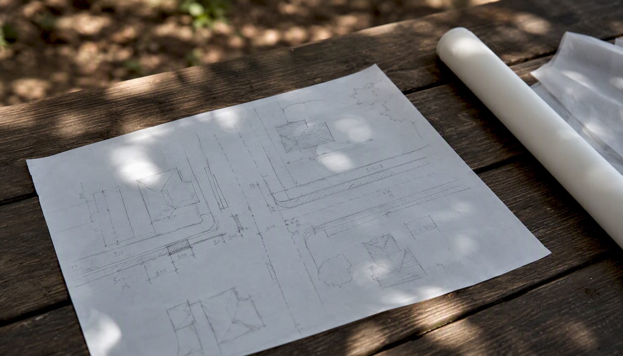 Hand-drawn site diagram for skip bin permit