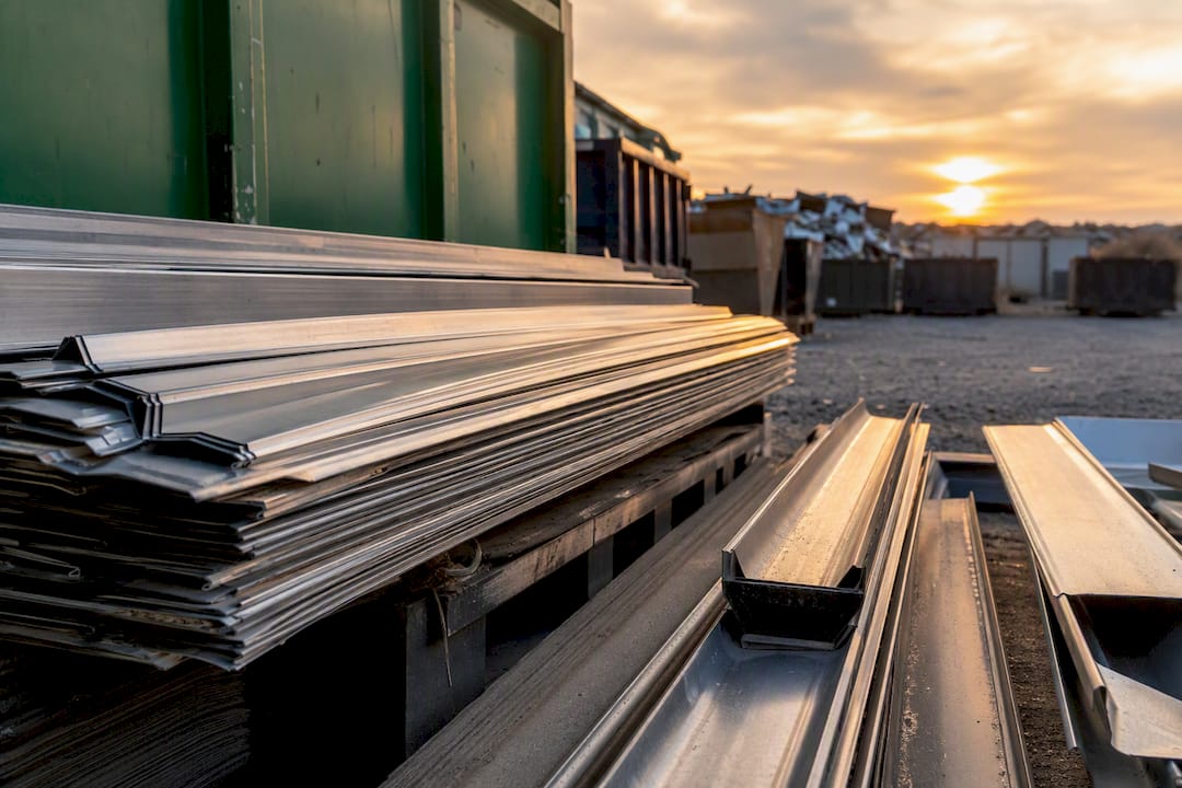 Stacked clean metal roofing sheets for recycling