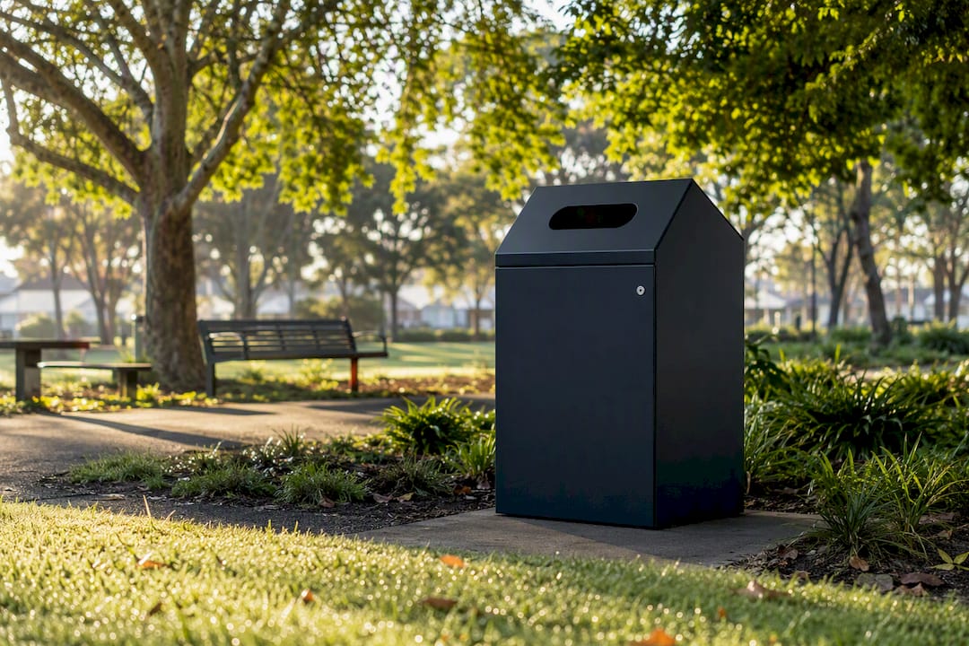 Battery recycling container at drop-off point
