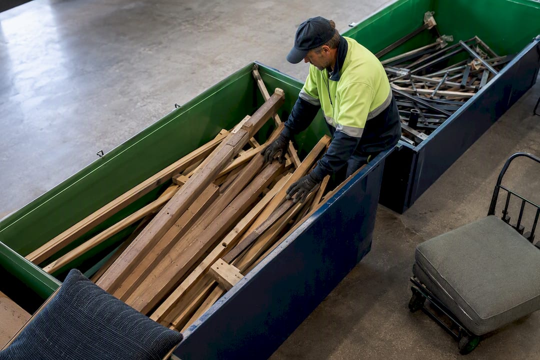 Couch components sorted at a transfer station