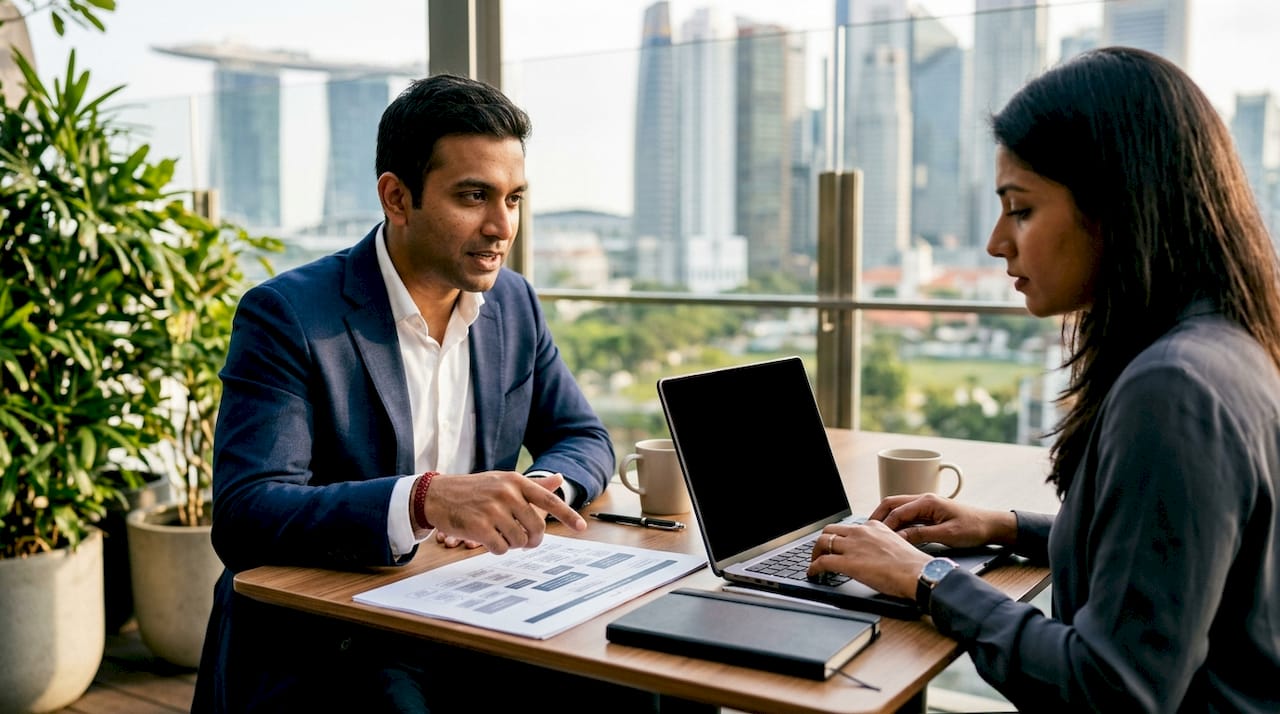 Two lawyers reviewing cross-border corporate charts