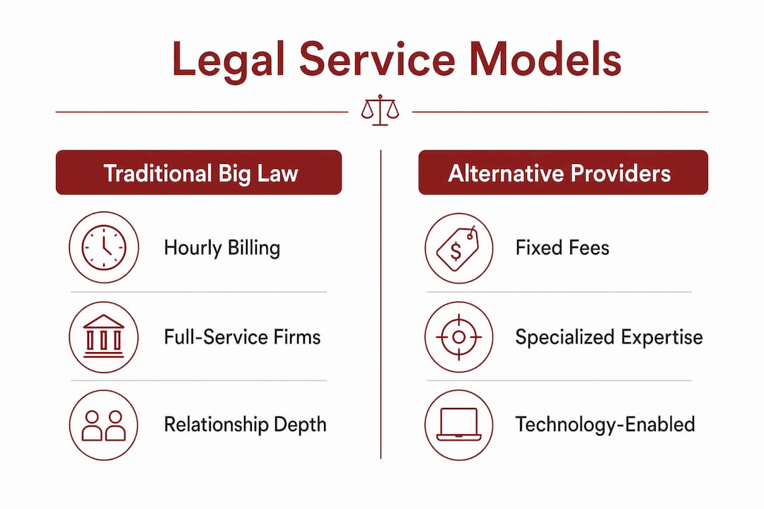 Infographic comparing legal service models