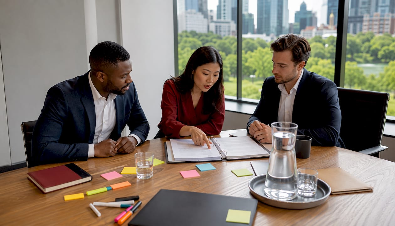 Diverse team discussing negotiation strategies