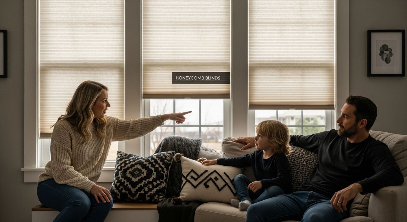 honeycomb blinds livingroom