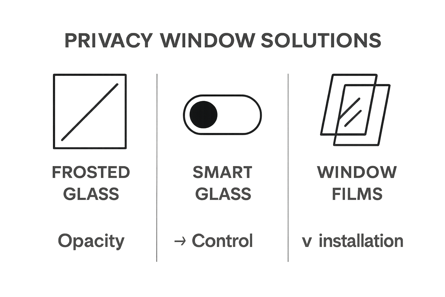 Comparison of three types of privacy window solutions