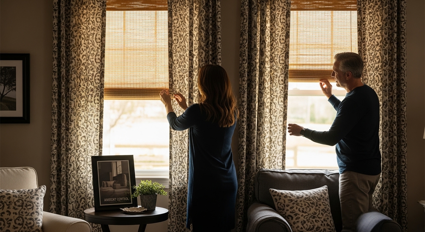 layered window treatments ambient control