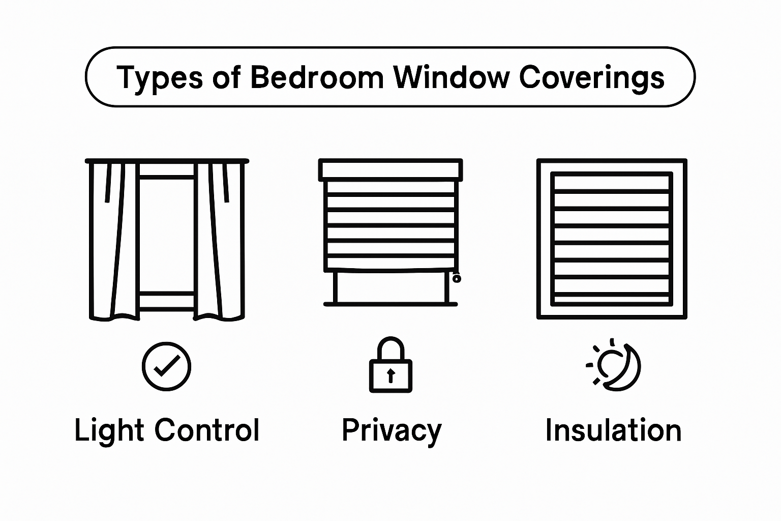 Infographic comparing curtains, blinds, and shutters for bedrooms