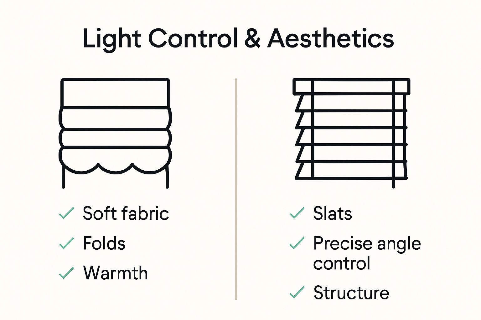 Simple comparison infographic: roman shades vs blinds