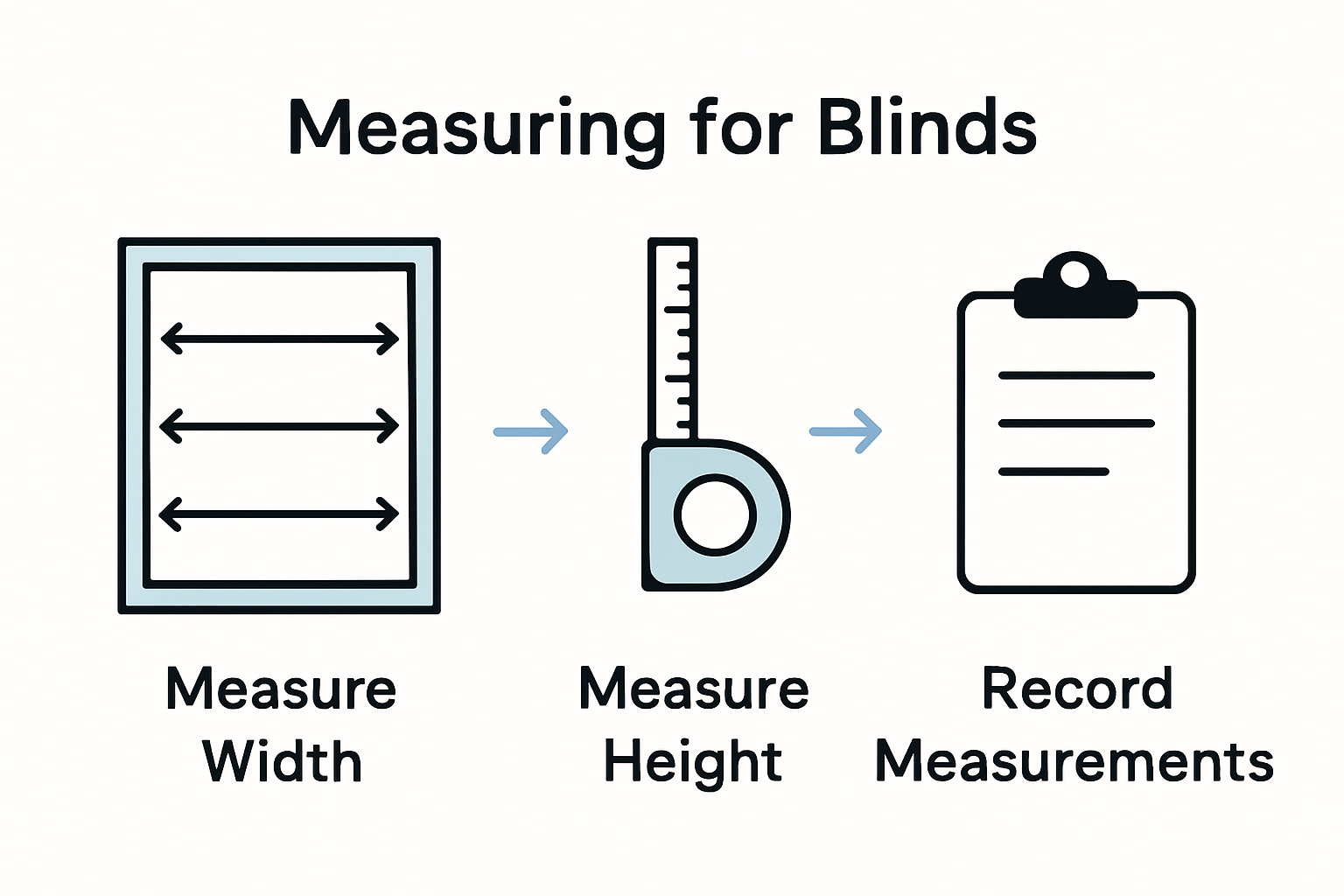 Infographic visualizing how to measure width and height at three points each, then record the smallest measurements.