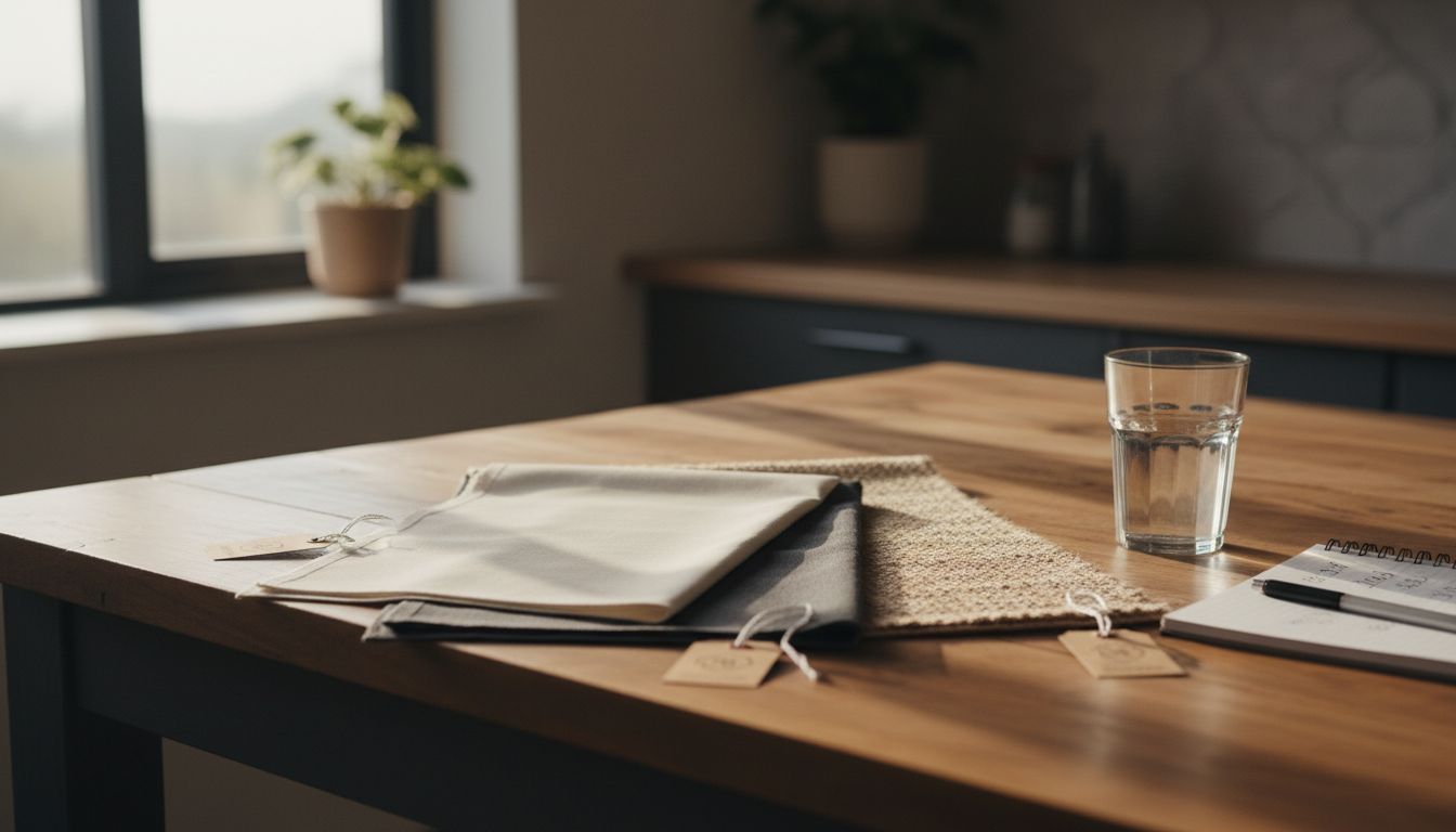 Close-up of roller shade materials and textures