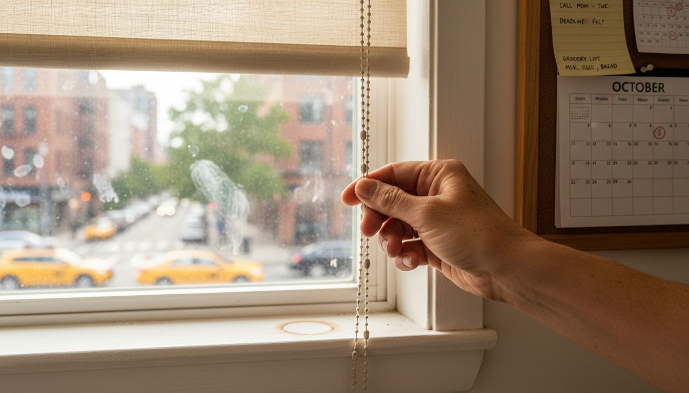 Close-up hand adjusting roller shade mechanism