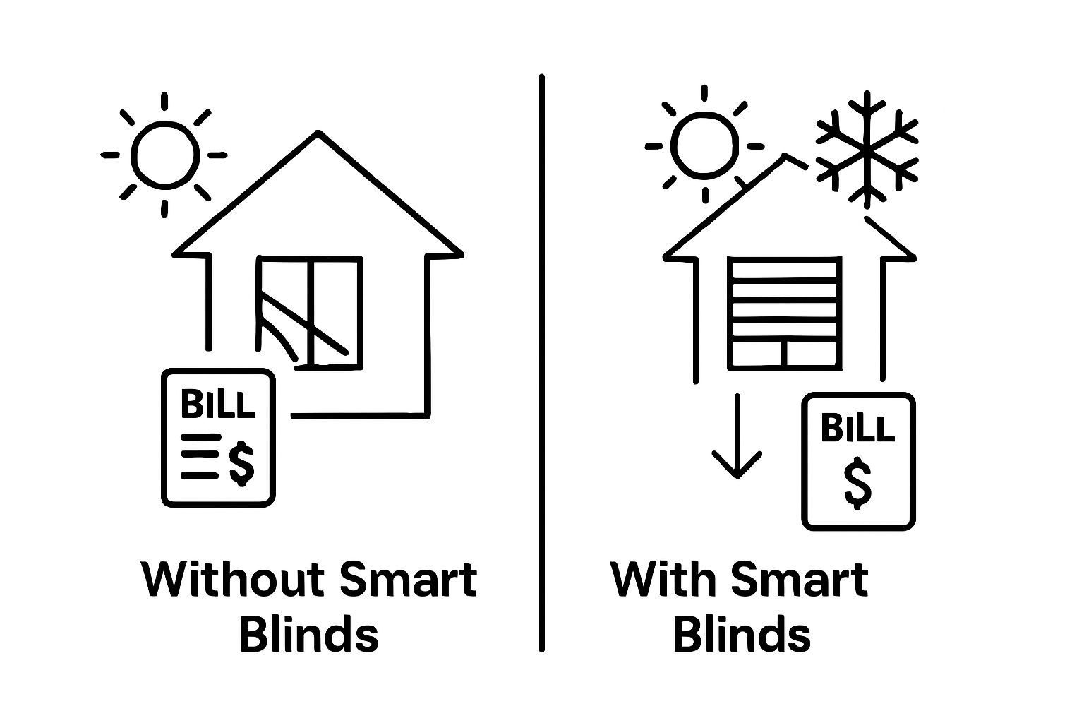 Infographic showing energy savings with smart blinds