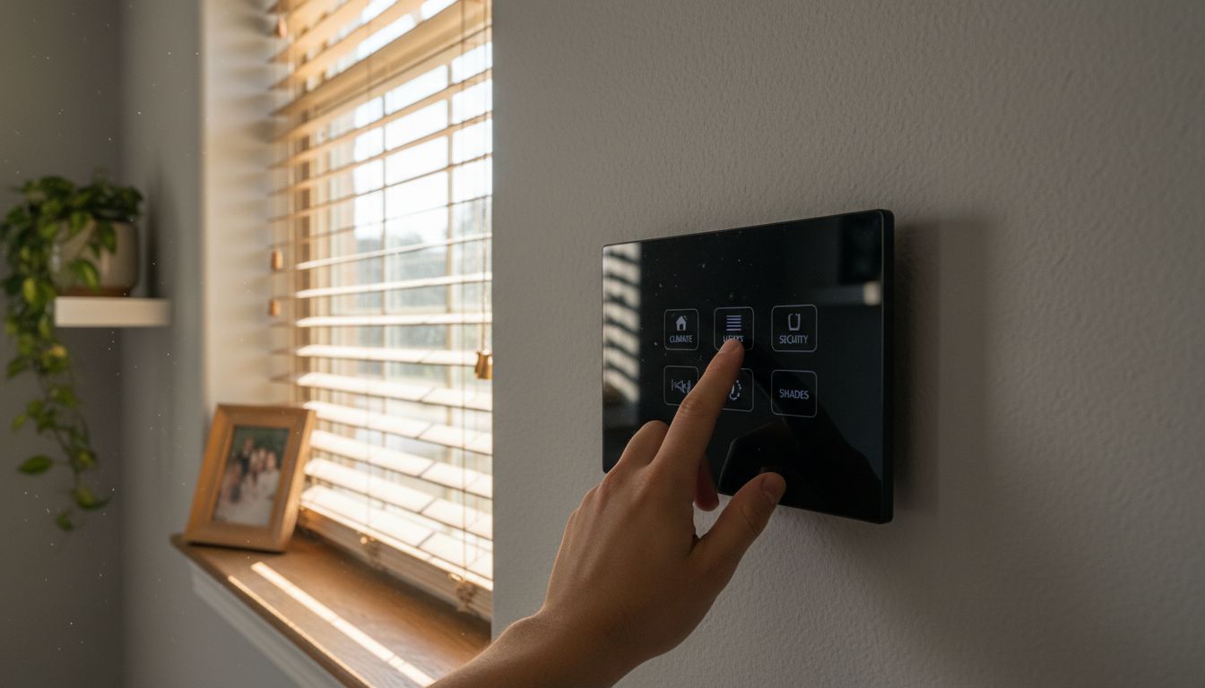 Hand operating wall panel for motorized blinds