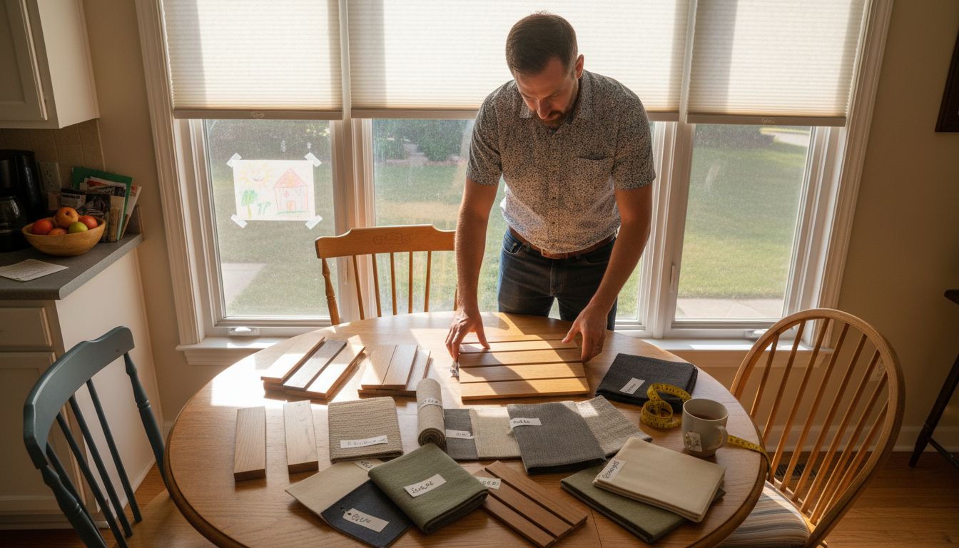 Variety of window shade materials on table