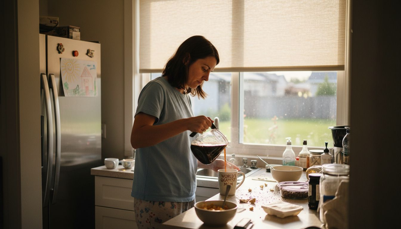 Kitchen with roller shades and soft morning light