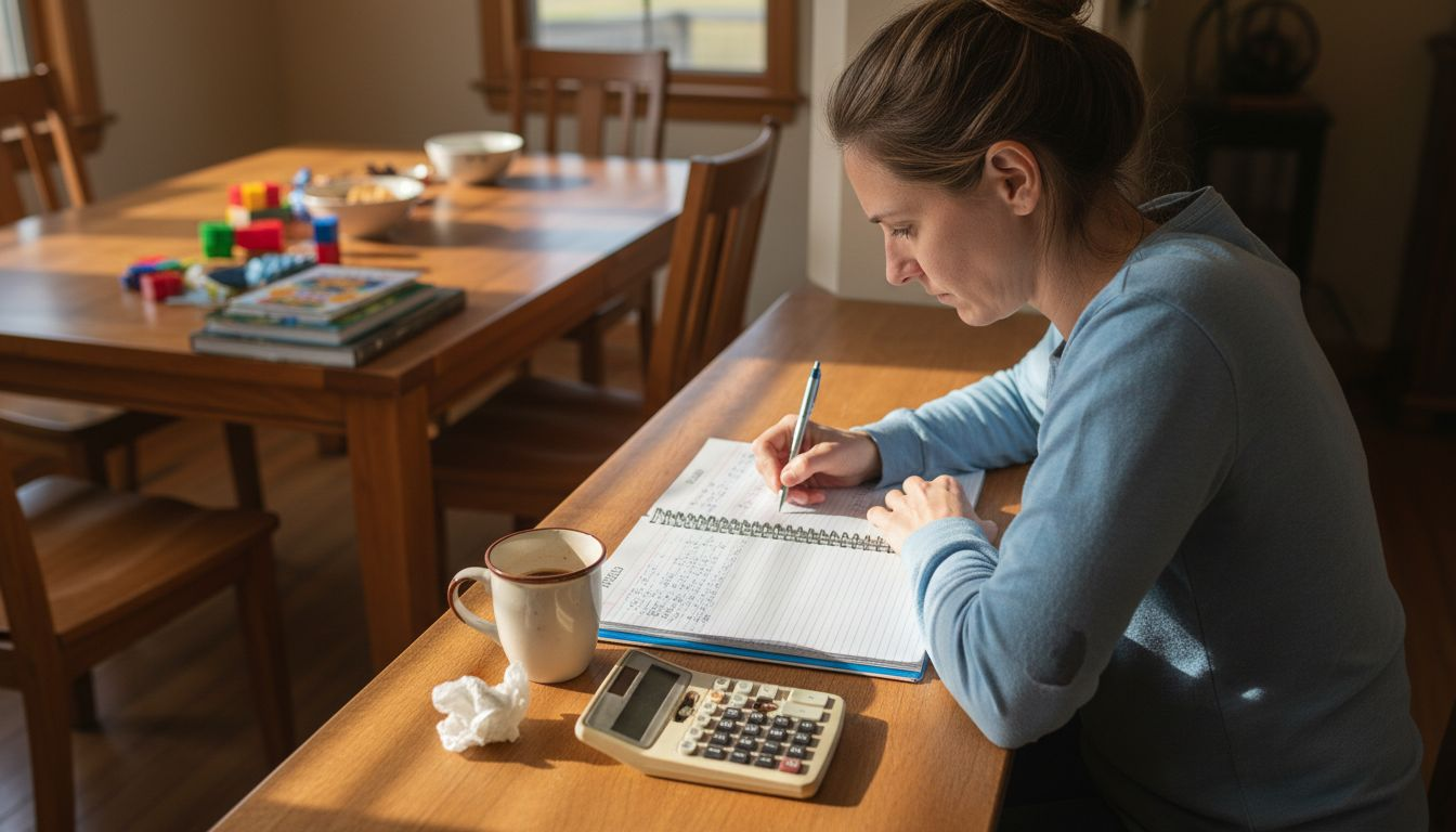 Woman writing window measurements on notepad