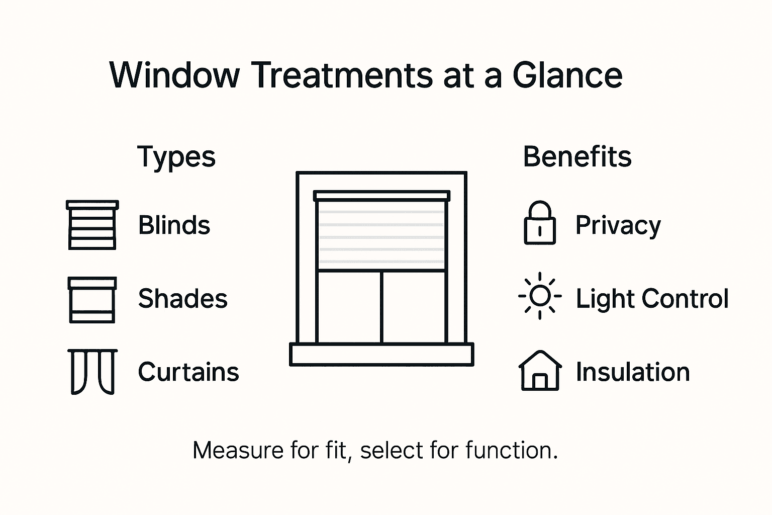 Infographic showing window treatment types and benefits