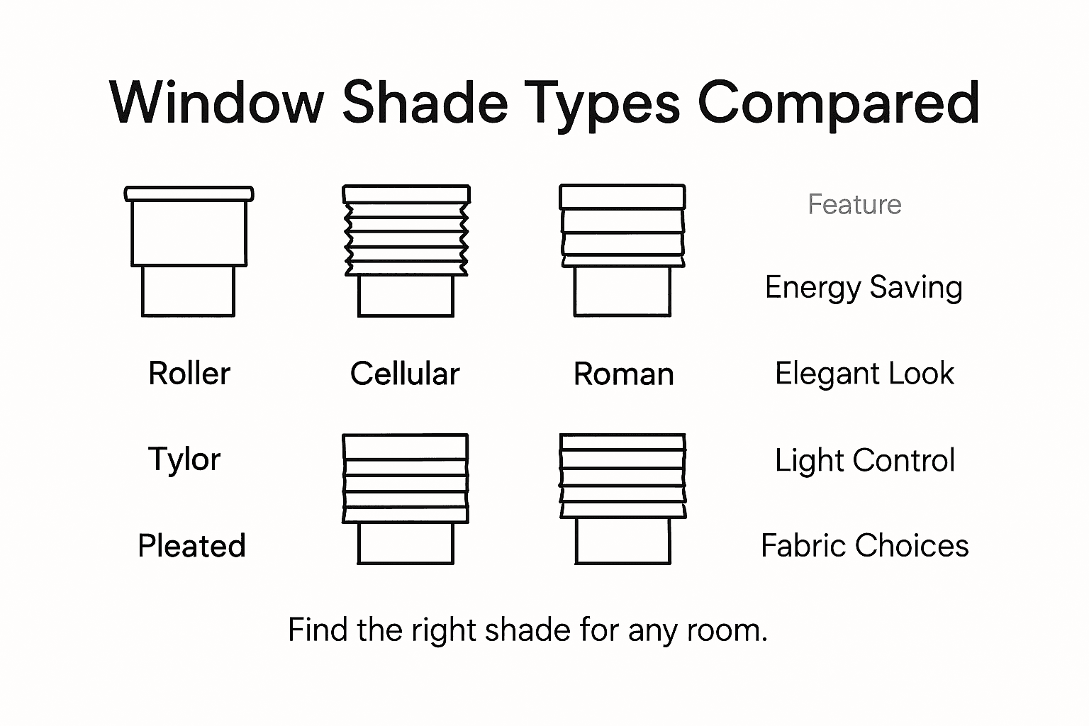 Infographic comparing four main window shade styles
